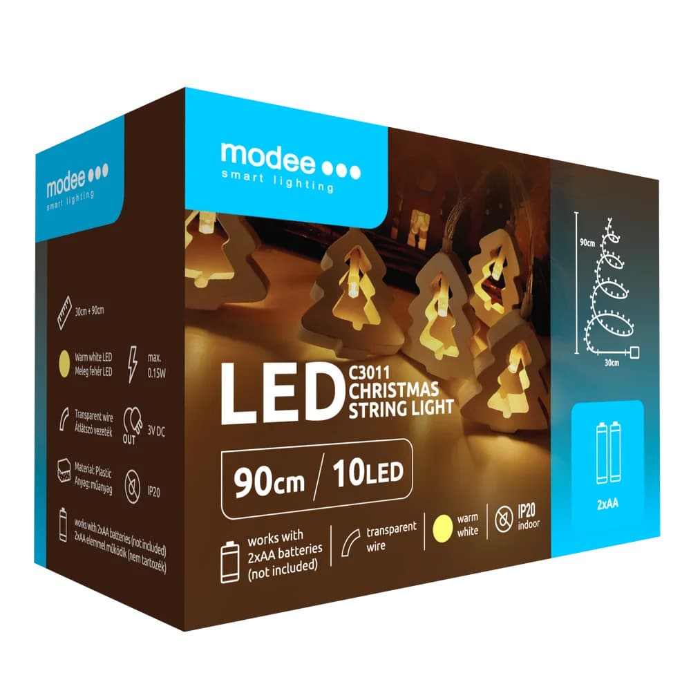 Guirlande lumineuse LED Modee – 90 cm, 10 LED, blanc chaud, crée une ambiance chaleureuse à l'intérieur