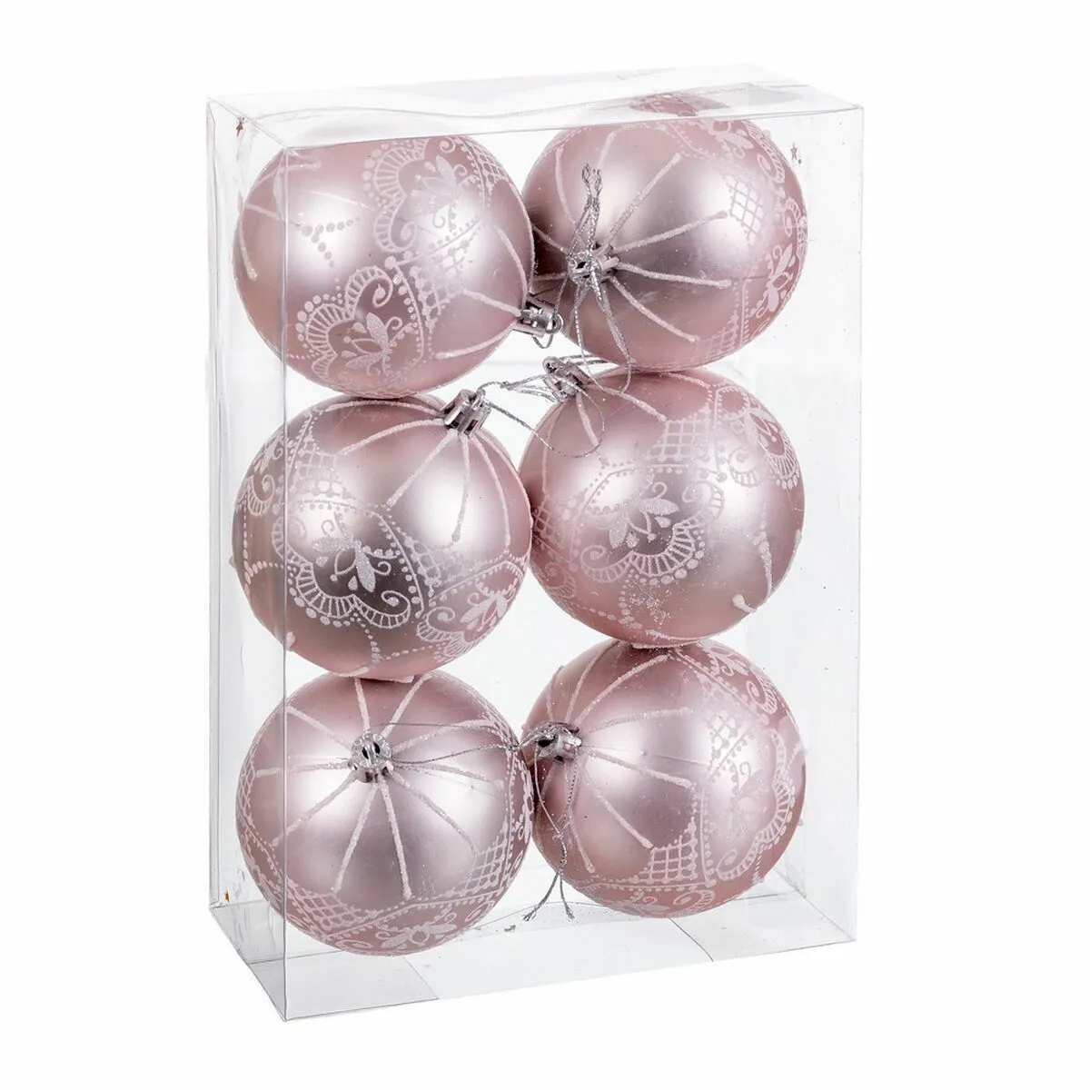 Boules Noël Rose - 8 cm