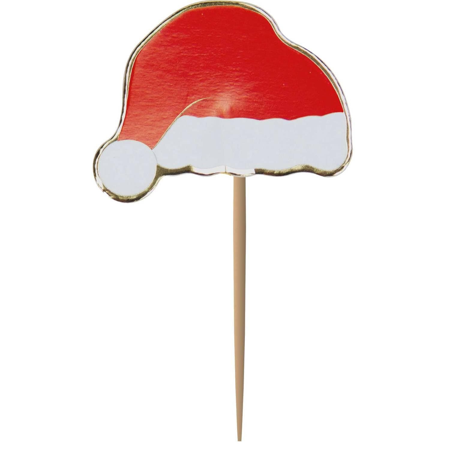Sachet de 10 pics à cocktail Bonnets de Noël