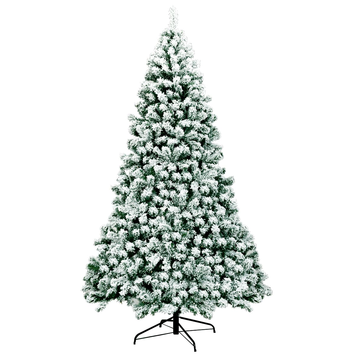 CostwaySapin de Noël Artificiel 225 cm Sapin Enneigé avec 550 Lumières LED 1364 Rameaux et Support Métallique Pliable