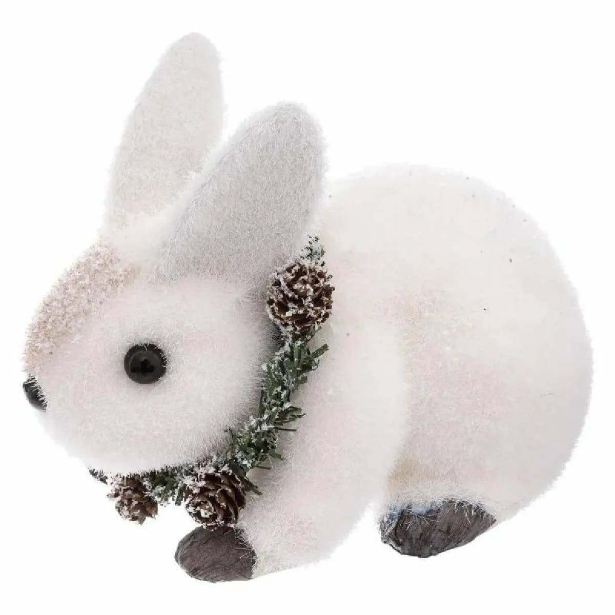 Statuette Lapin Couronne 16cm Blanc